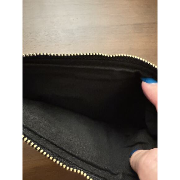 Sezane Black Gold Velvet Makeup Bag Pouch Polka Dot - Picture 3 of 5